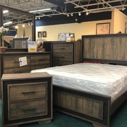 Ellendale Bedroom Set Queen or King Bed Dresser Nightstand Mirror Chest Options 