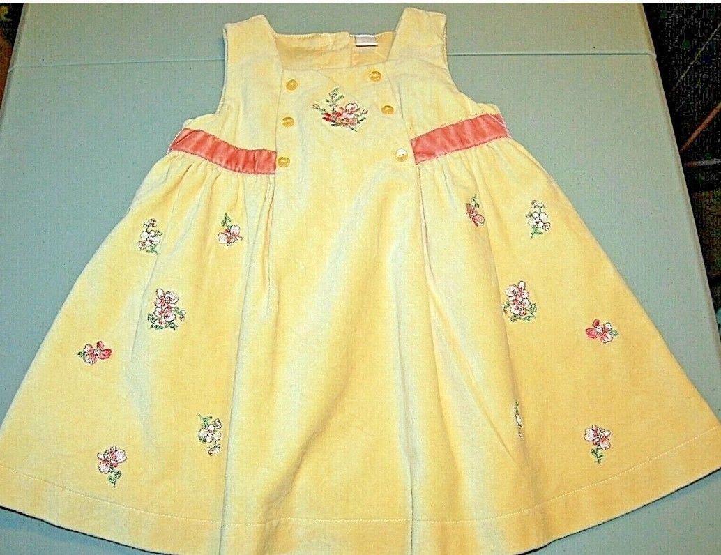 Vintage Girls Yellow Velour Sleeveless Dress