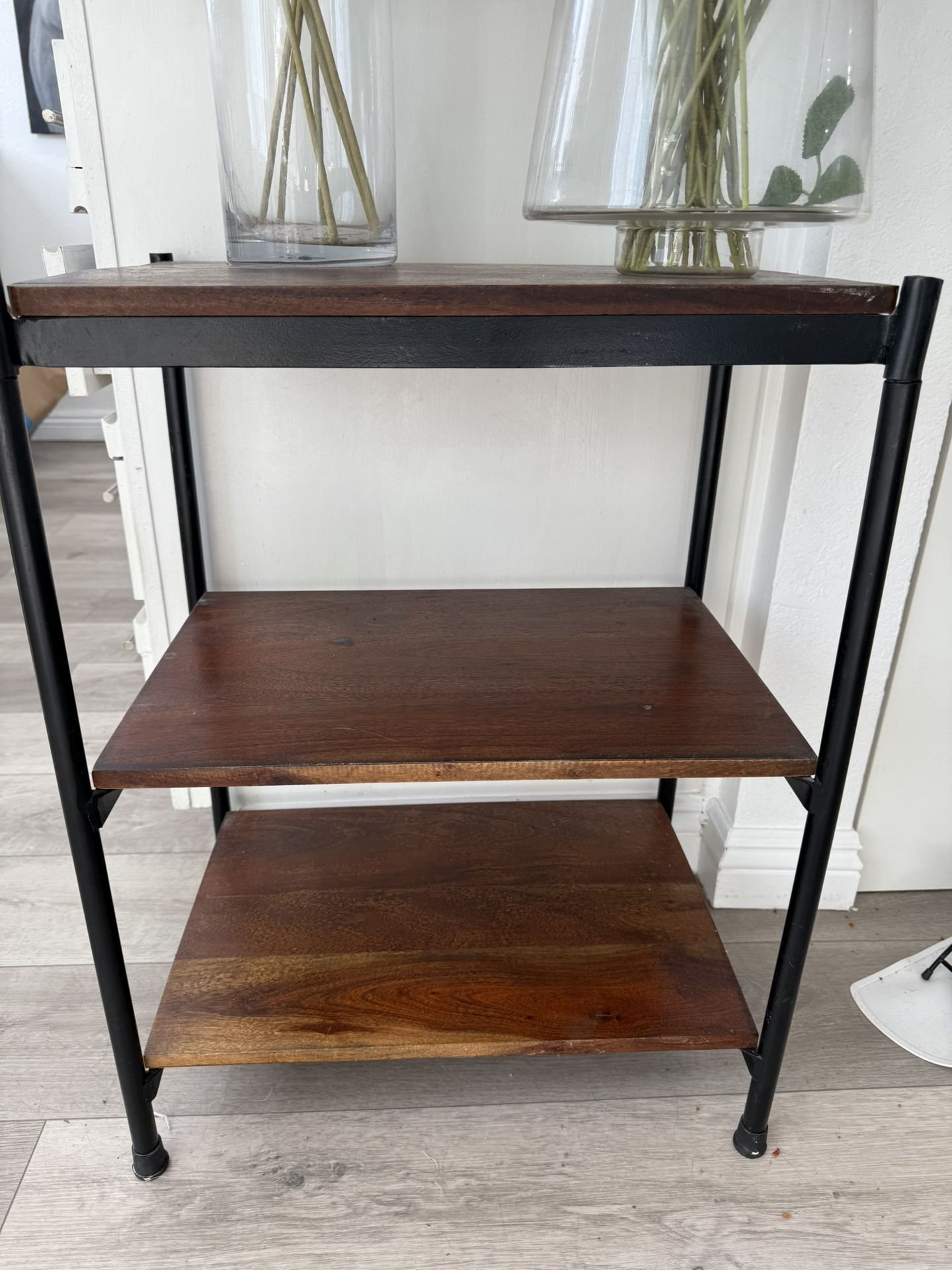 Industrial Wood & Metal 3-Tier Shelf / Side Table