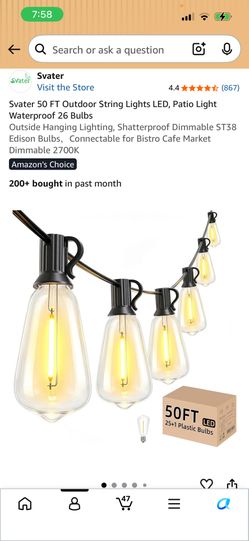 NEW 50FT Outdoor Patio String Lights – $15 Each / 2 for $25 💡 📍 Pickup: South Durango & 215 — near IKEA 💵 $15 each or 2 for $25 🕗 Same-day pickup