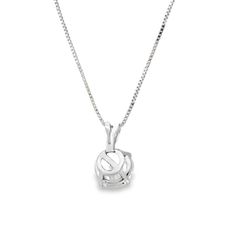 White Gold over White Gold Solitaire Diamond Pendant Necklace