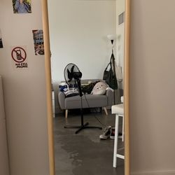 Large Arched Full-Length Mirror (Natural Wood Frame)