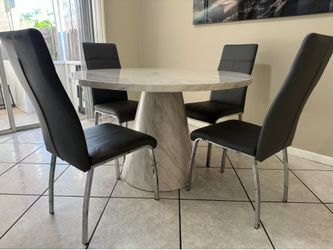 ✨ Modern Marble Dining Table Set – Like New ✨