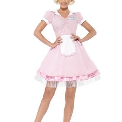 Smiffys Women 50s Diner Girl Costume,Pink,XS - US Size 2-4