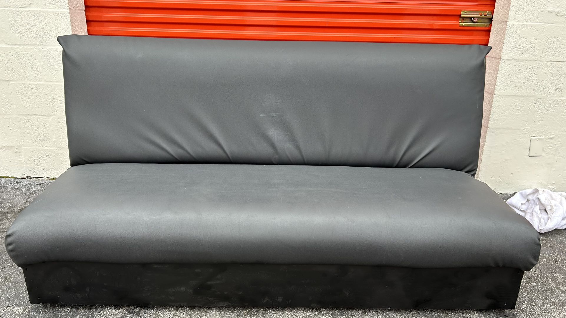 Black Leather Futon Sofa Bed With Storage,bed L75”*W48”(Pick up locationDoral 33166) for Sale