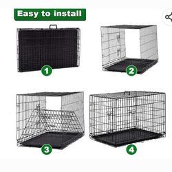 New In Box  Xl'Xxl Dog Crate 2 Door Folding Animal Cage With Floor Tray Easy Pop Up Kennel Jaula De Mascota 