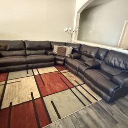 Wembley Leather Reclining Sectional Couch