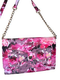 Betsey Johnson Floral Bow Organizer Crossbody Bag