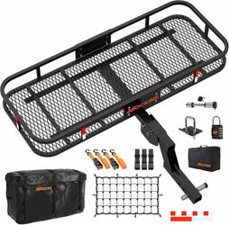 Mockins Folding Hitch Cargo Carrier 500 LBS 50”x20” with Waterproof Cargo Bag