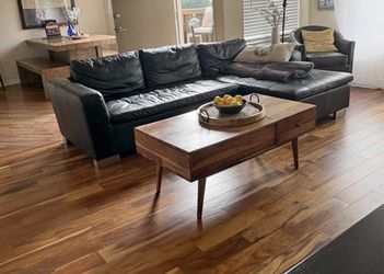 Black Leather Sectional - L Shape with Chaise