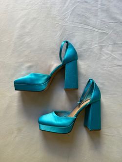 Primark Blue Satin Ankle Strap Heels