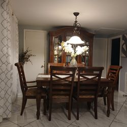 Dining set and cabinet made of sturdy cherry wood
