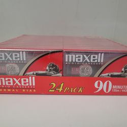 New  24 Pack of Maxell 90 Minute Normal Bias Blank Cassette Tapes Sealed