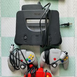 Authentic Nintendo 64 Console System + 3 Controllers + 2 Games 