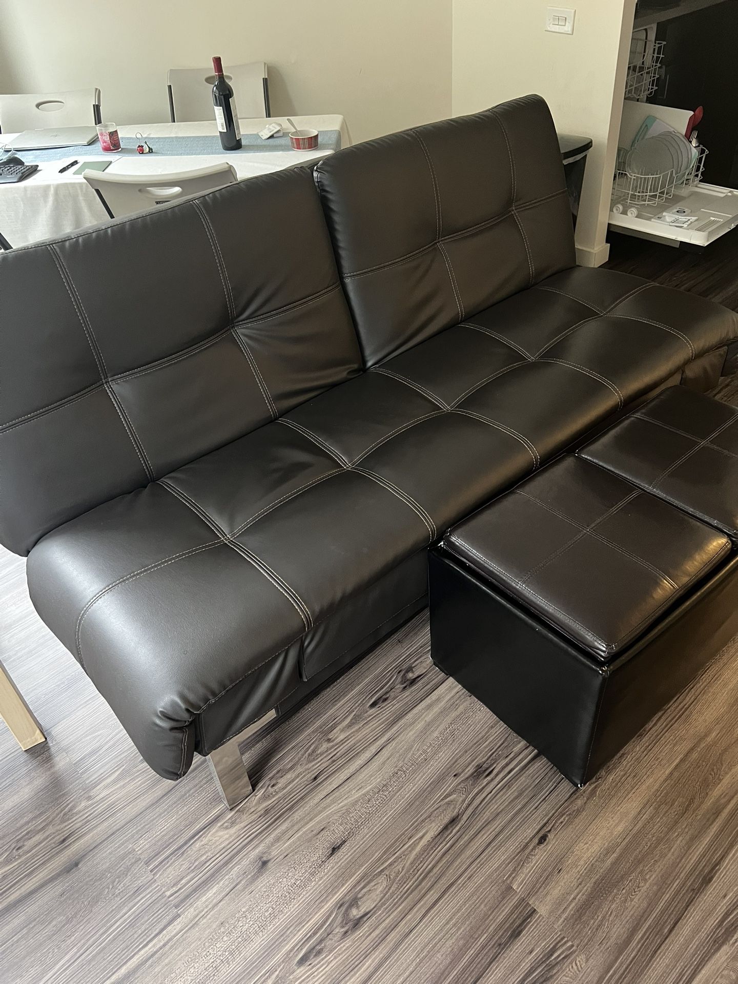 Leather Couch With Ottoman