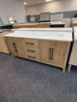 73” Bathroom Vanity In Wood Color 