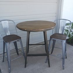 Pub Style Wood Table - 2 Chairs