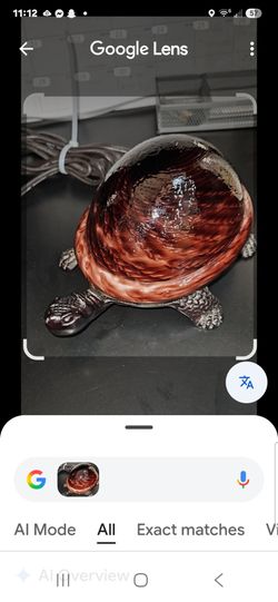 Vintage accent turtle lamp with slag glass shell