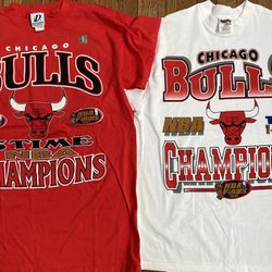 Set Of 2 New Chicago Bulls 1997 Championship Tee Shirts ! 