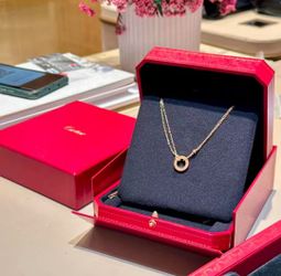 Cartier 18k rose gold double-diamond small round pendant necklace