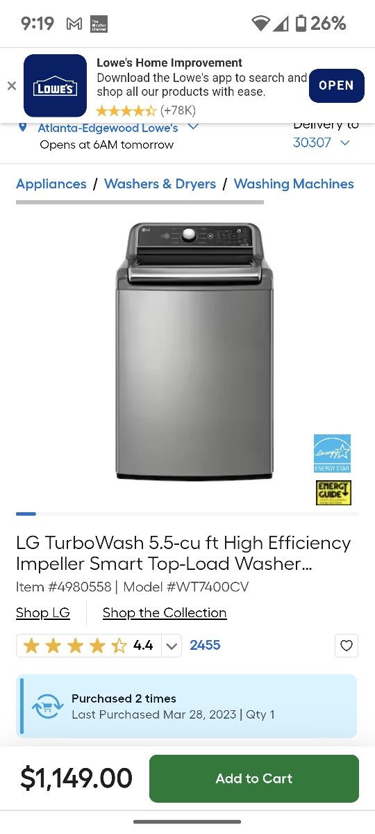 LG Washer And Dryer