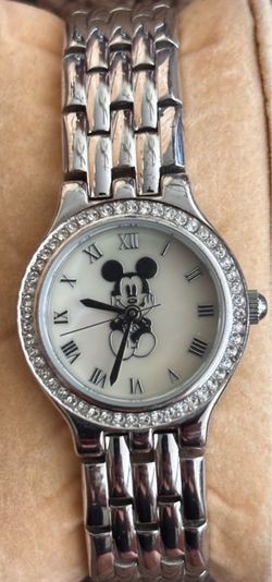 Mickey Mouse Silver-Tone Watch with Crystal Bezel