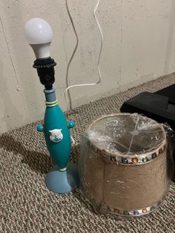 Teal Owl Accent Table Lamp with Shade