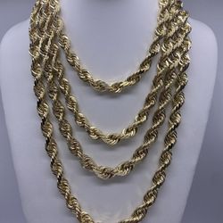 14K 10mm True Size , Diamond Cut Rope Chain, In Stock