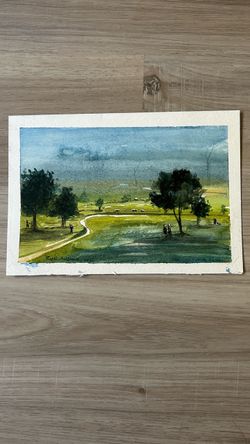 Original Watercolor Landscape Painting Signed 2022