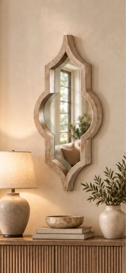 Beautiful Framed Champagne-Colored Wood Mirror