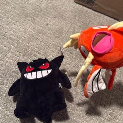 Gengar and Magikarp plushies 