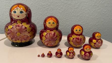 Authentic Handmade Wooden Russian Nesting Dolls