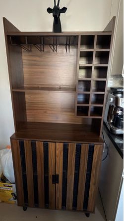 Tall Bar Cabinet with Wine Rack
