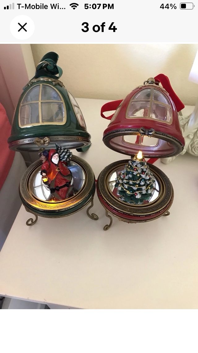 2 Mr. Christmas Heirloom Music Box Tree Egg Ornaments