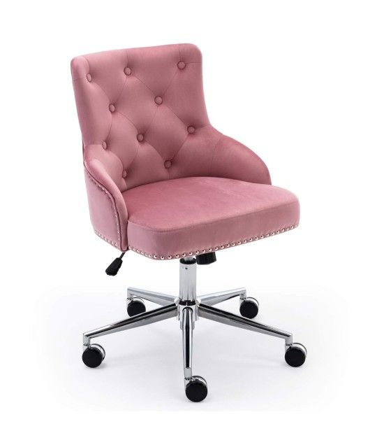 New Modern Mid-Back Tufted Velvet Fabric Computer Desk Chair Swivel Adjustable Accent Home Office Task Chair Executive Chair with Soft Seat
