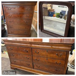 Beautiful Broyhill 3 Piece Bedroom Set Dresser W/ Hidden drawers, Chest And Mirror $400 OBO MUST SELL 