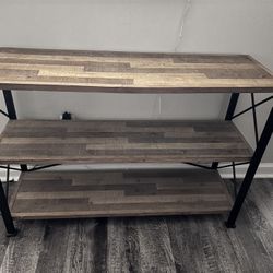 Industrial 2-Tier Console Table with Wood Shelves