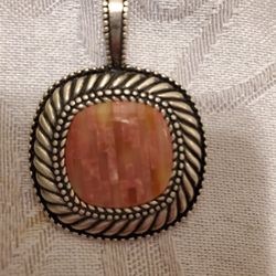 Rhodochosite And Quartz Inlay Pendant