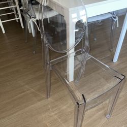 4 Clear Modway Casper Modern Acrylic Stacking Dining Side Chairs *will sell separately*  IKEA Dining Table  4 Clear Acrylic Dining Chairs 