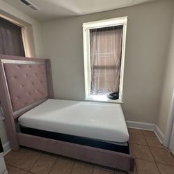 Twin Pink Velvet Bed Frame