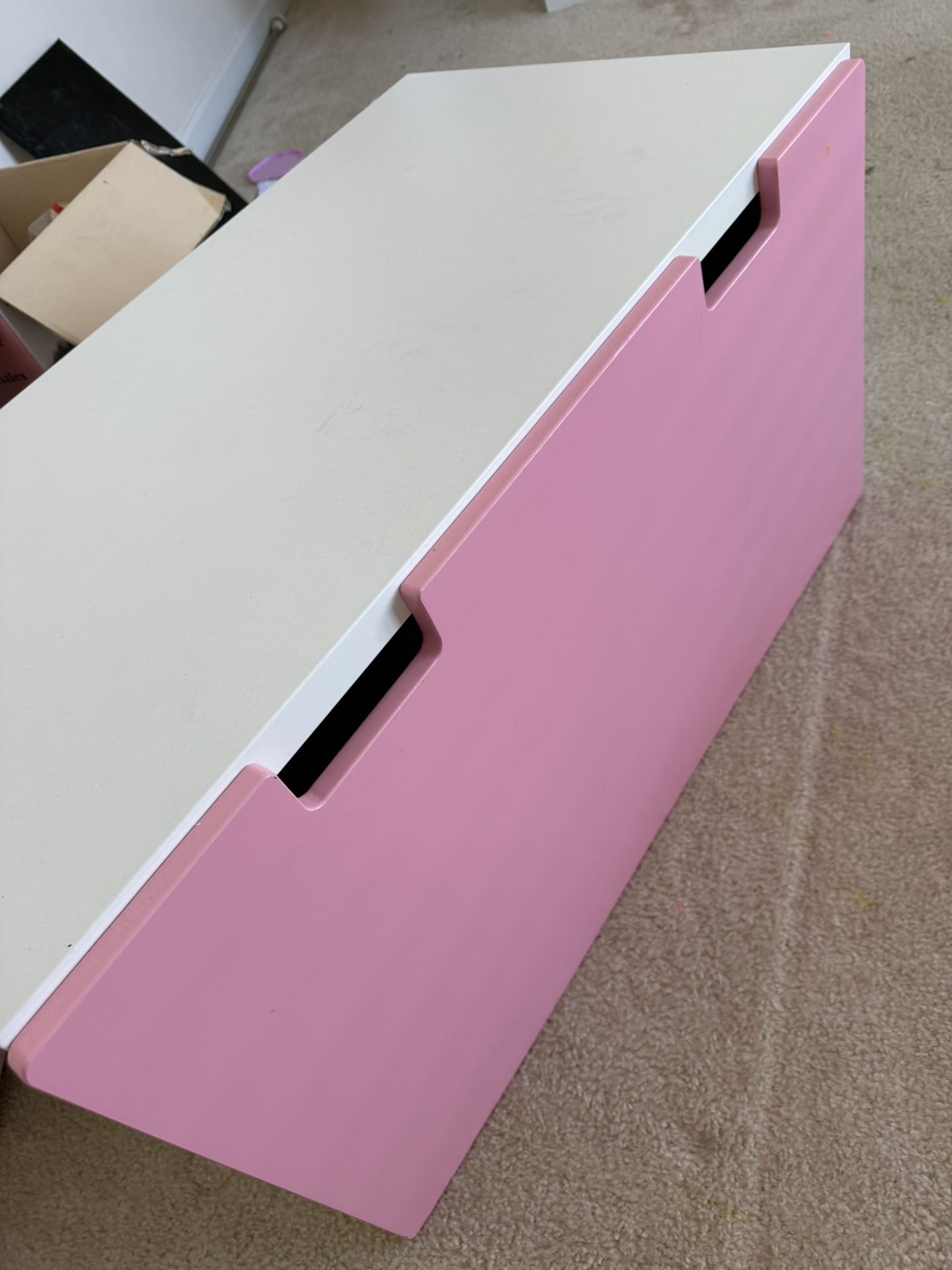 Kids Pink & White Toy Box / Storage Drawer