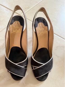 Christian Louboutin Grey suede slingbacks 36.5
