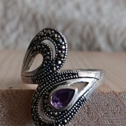 Amethyst Sterling Silver Ring Size 9