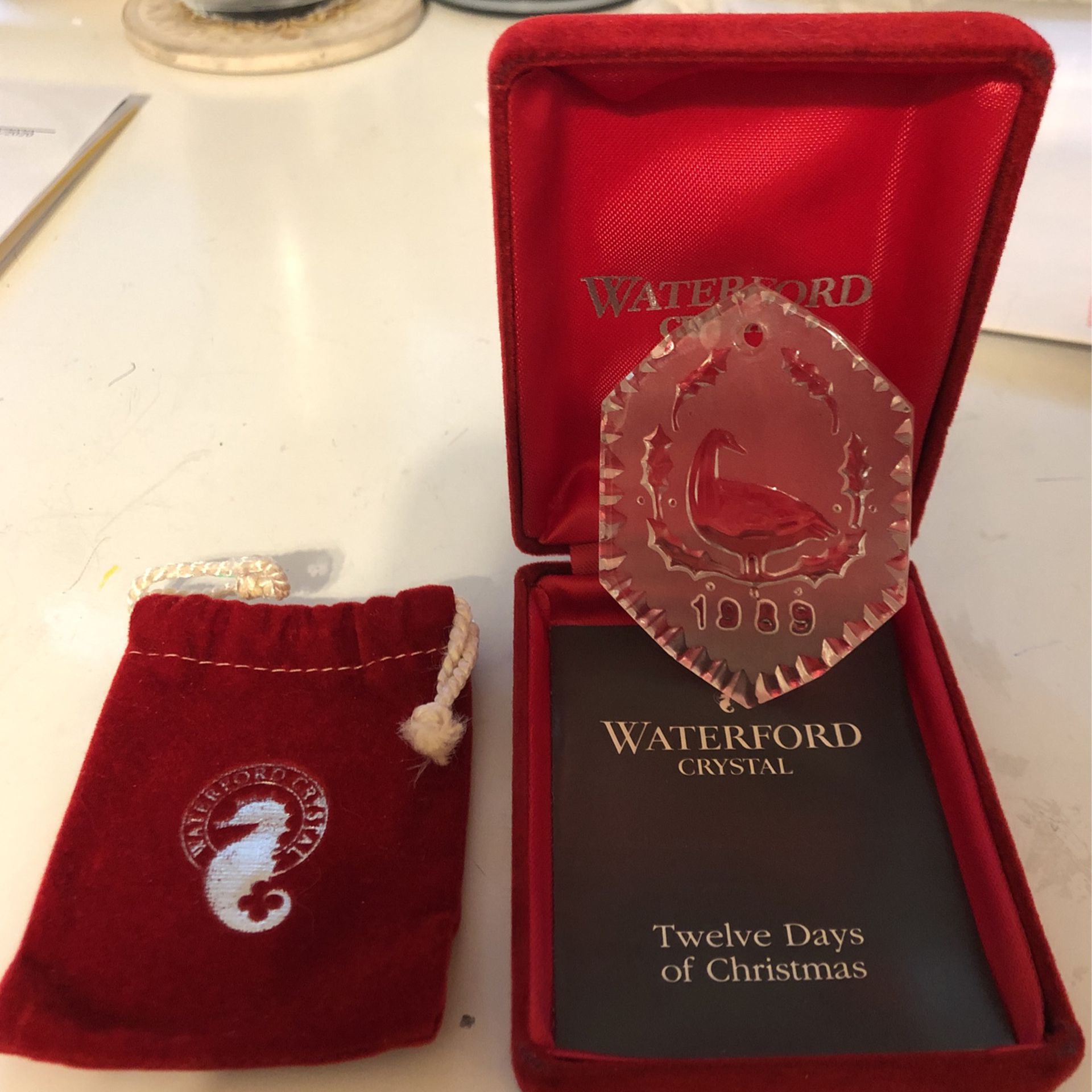 WATERFORD CRYSTAL Holiday ornament 12 days of Christmas 1989