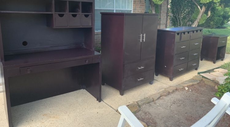 Desk With Chair, TV Armoire with 2 Bottom Drawers, Night Stand, Dresser., Bed Frame With Head Board And Foot Board