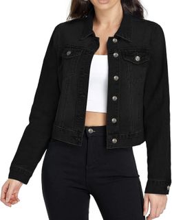 Hybrid & Company Women's Long Sleeve Denim Jackets Basic Button Down Jean Jacket with Pockets