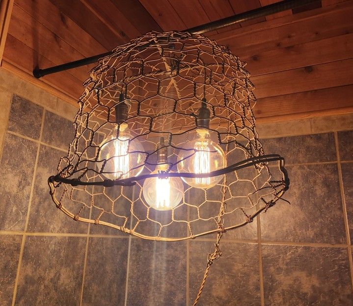 Vintage Oyster Basket Hanging Light