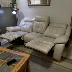 Cream/Beige Leather Couch For Sale