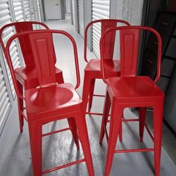 Red Metal Bar Stools