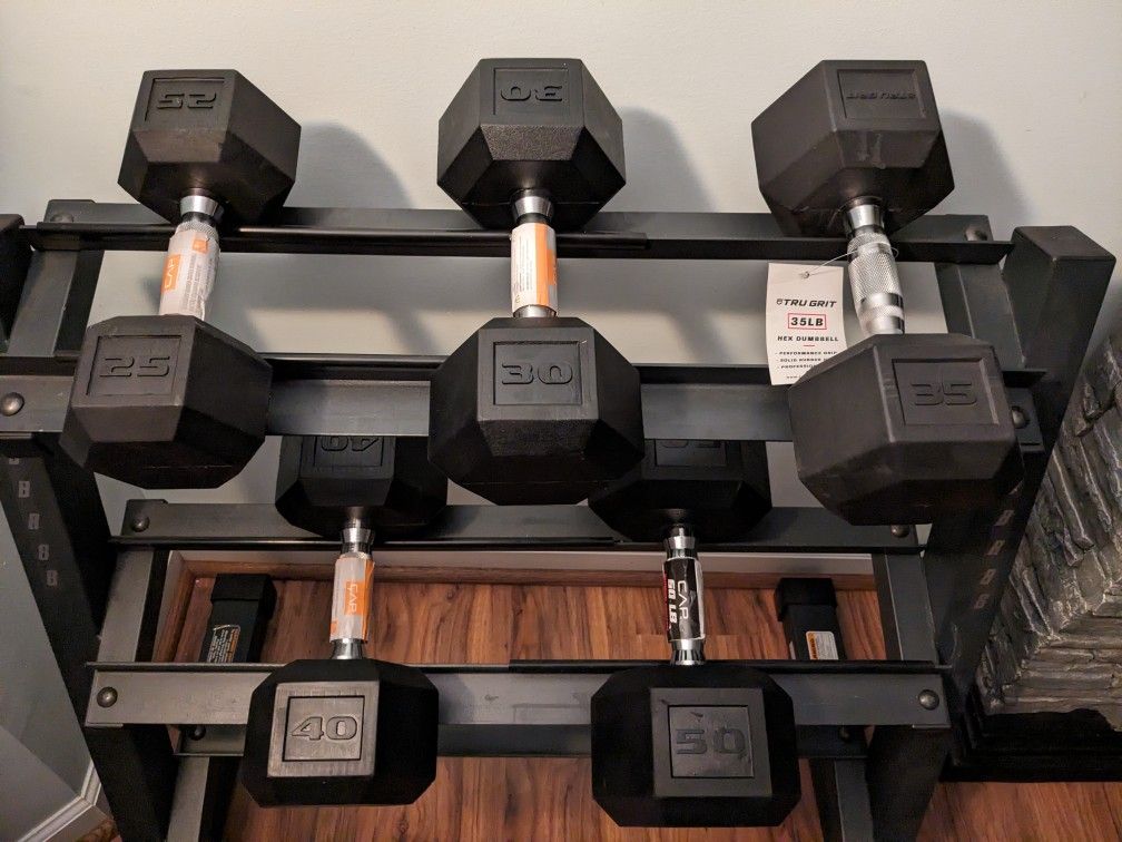 ๐ช ๐ชจ New Rubber Encased Dumbbells 25lb, 30lb, 35lb, 40lb + 50lbs Set ๐ฆพ๐ป